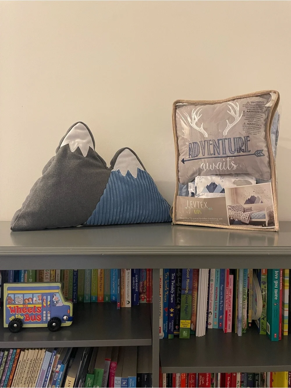 Levtex Gray and Blue 'Adventure Awaits' Accent Pillow Set